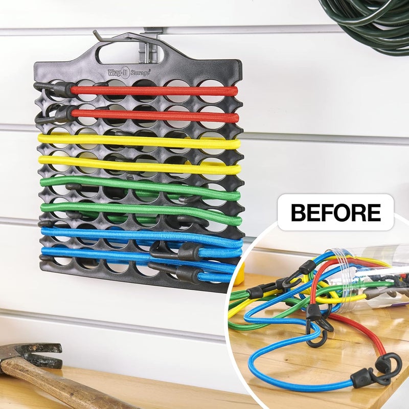 Wrap-It Storage Bungee Buddy by - Bungee Cord Holder (2-Pack) - Storage for Assorted Size Heavy Duty Bungee Cords or Straps with Hooks for Automotive and Garage Organization - Image 2